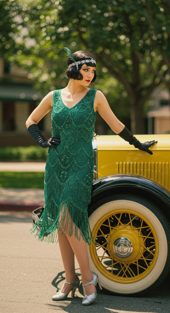 Emerald-green flapper style 1920s